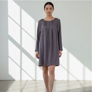 Elie Tahari purple gray silk long sleeve trapeze dress - Medium